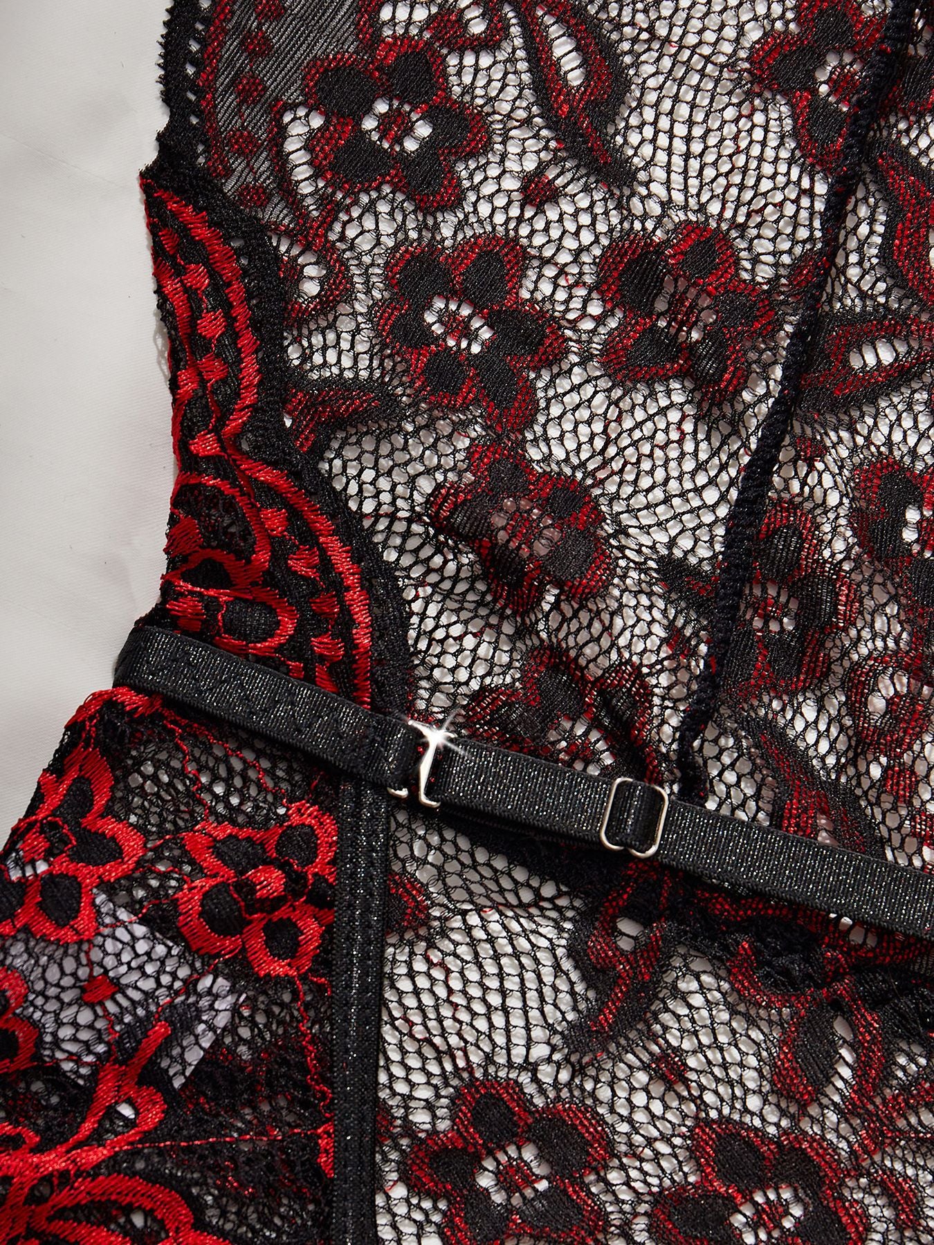 Crimson Desire Open Crotch Teddy-KN398