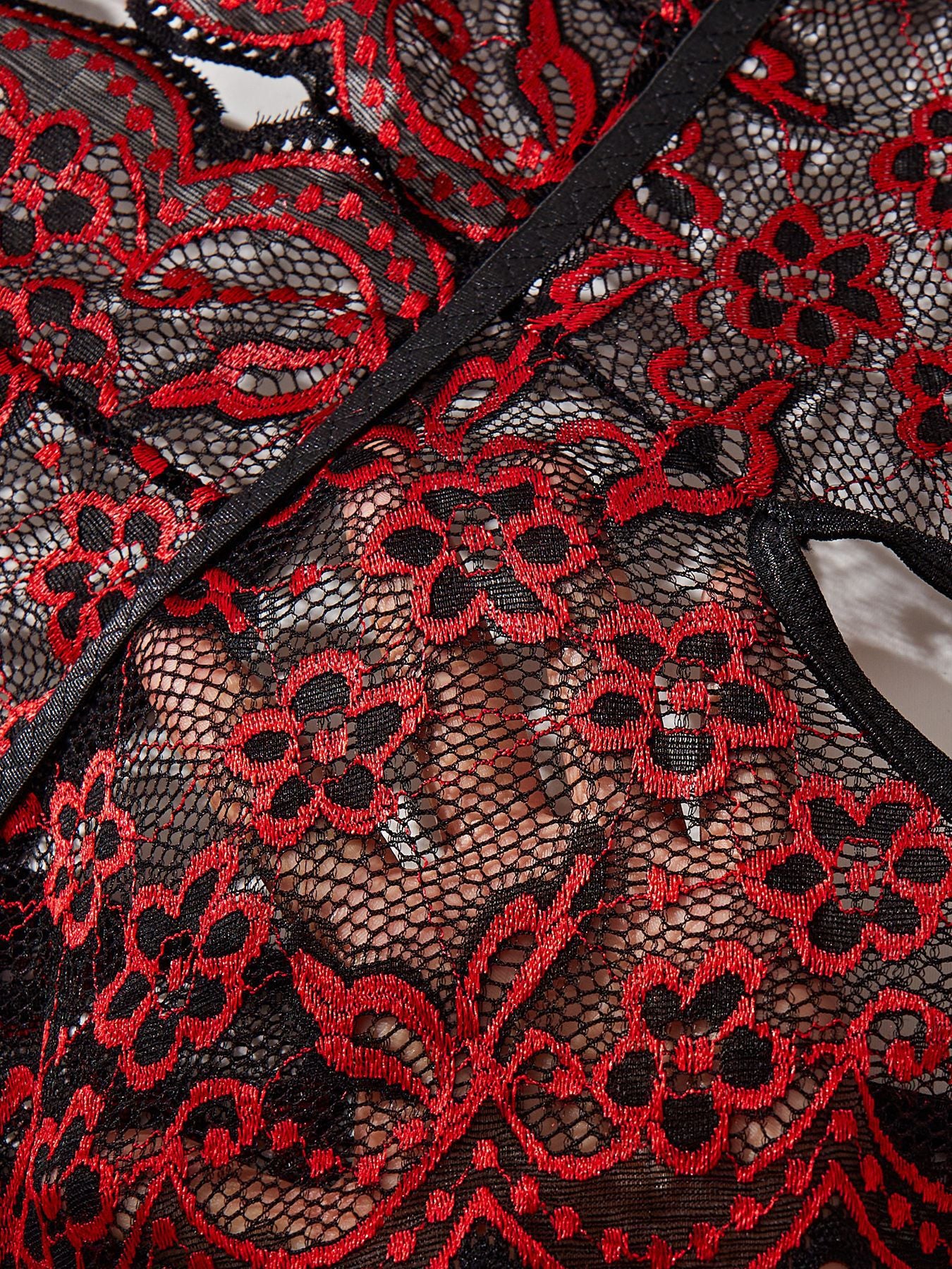 Crimson Desire Open Crotch Teddy-KN398