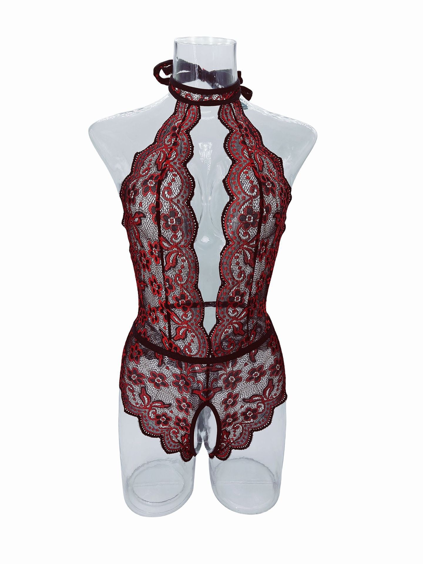 Crimson Desire Open Crotch Teddy-KN398