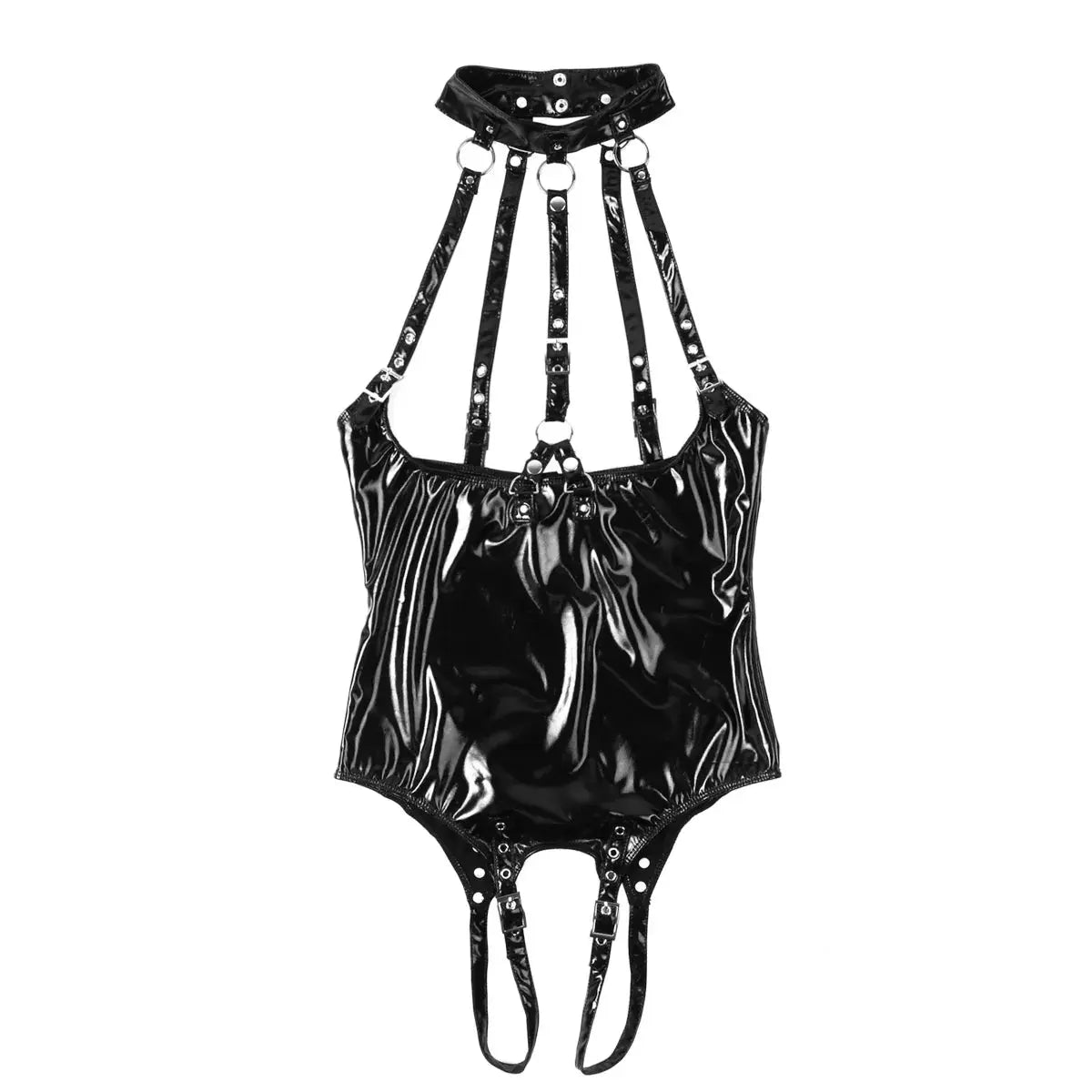 More Tequila Latex Crotchless Teddies-KN259