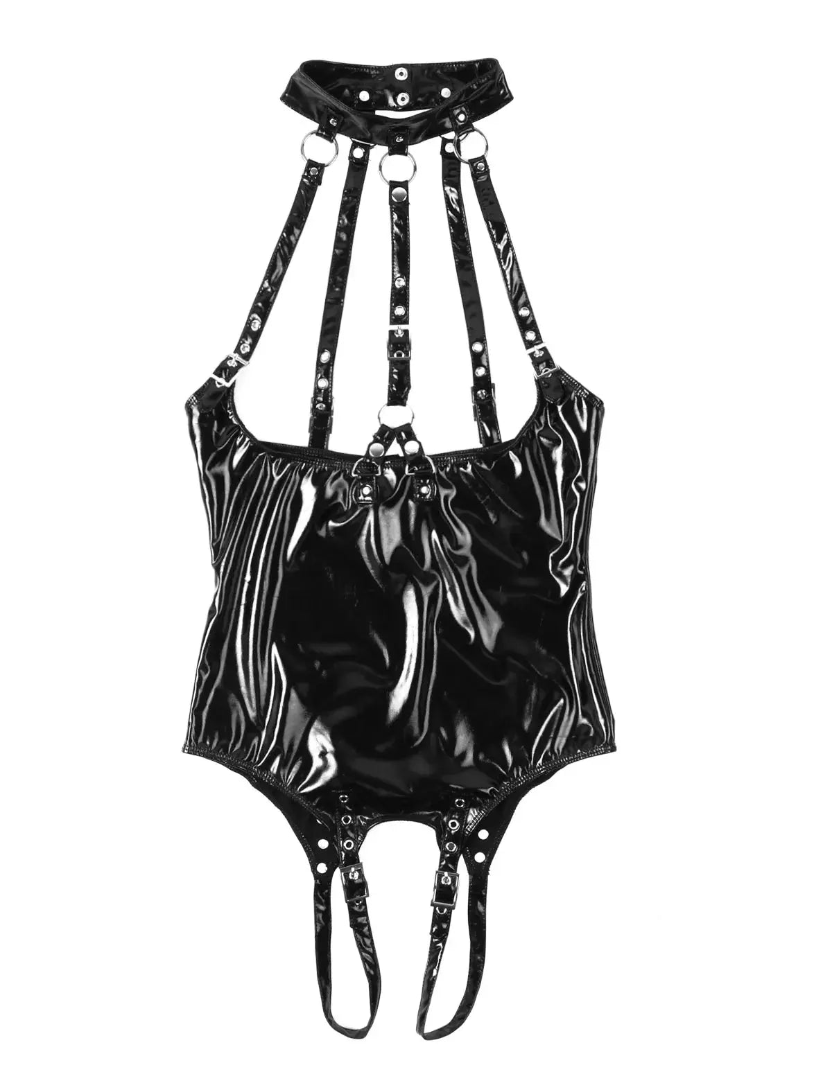 Trouble Lover Crotchless Latex Teddies-KN258