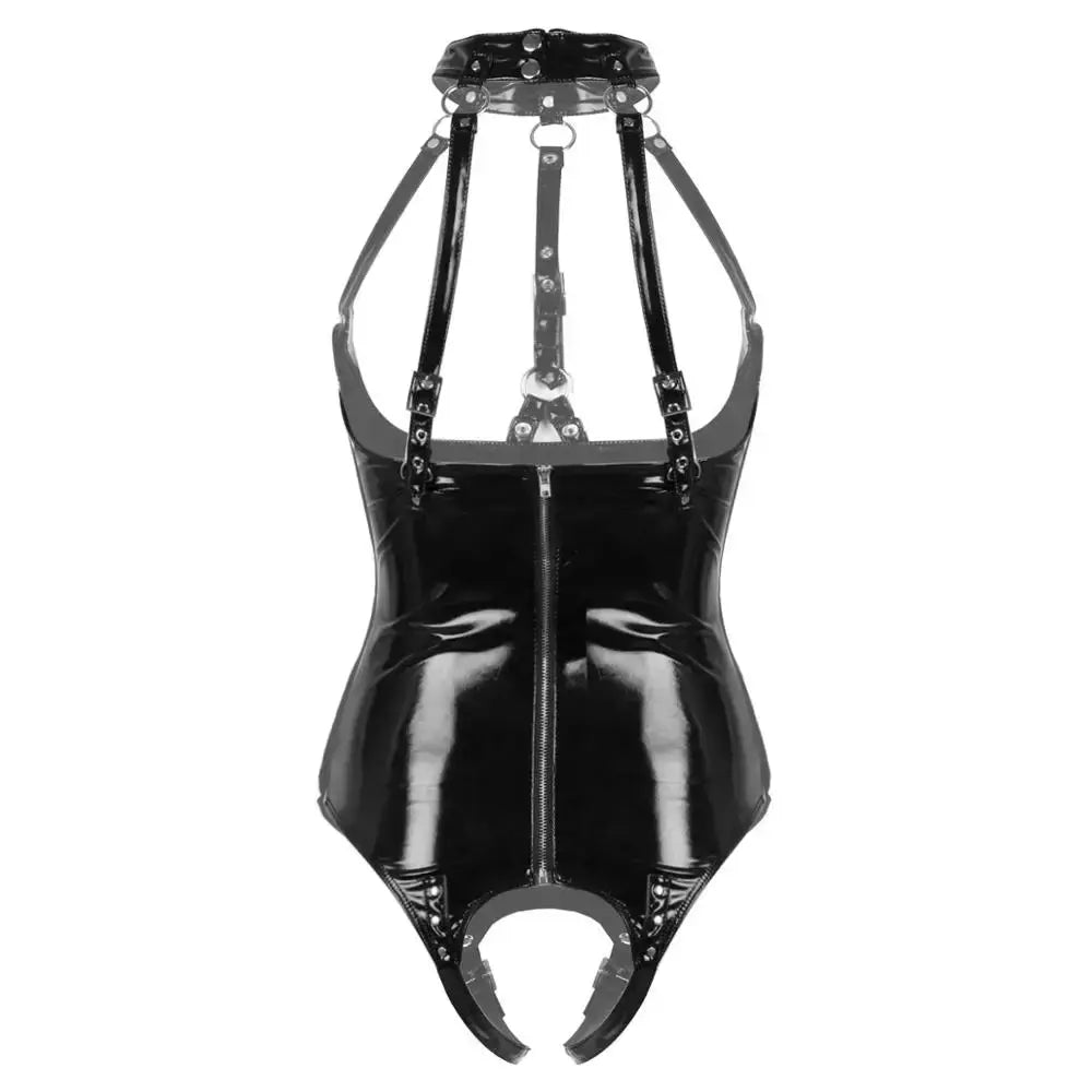 Trouble Lover Crotchless Latex Teddies-KN258