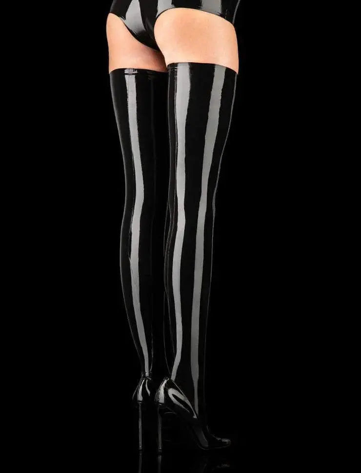 Latex Thigh Highs - Black-KN232