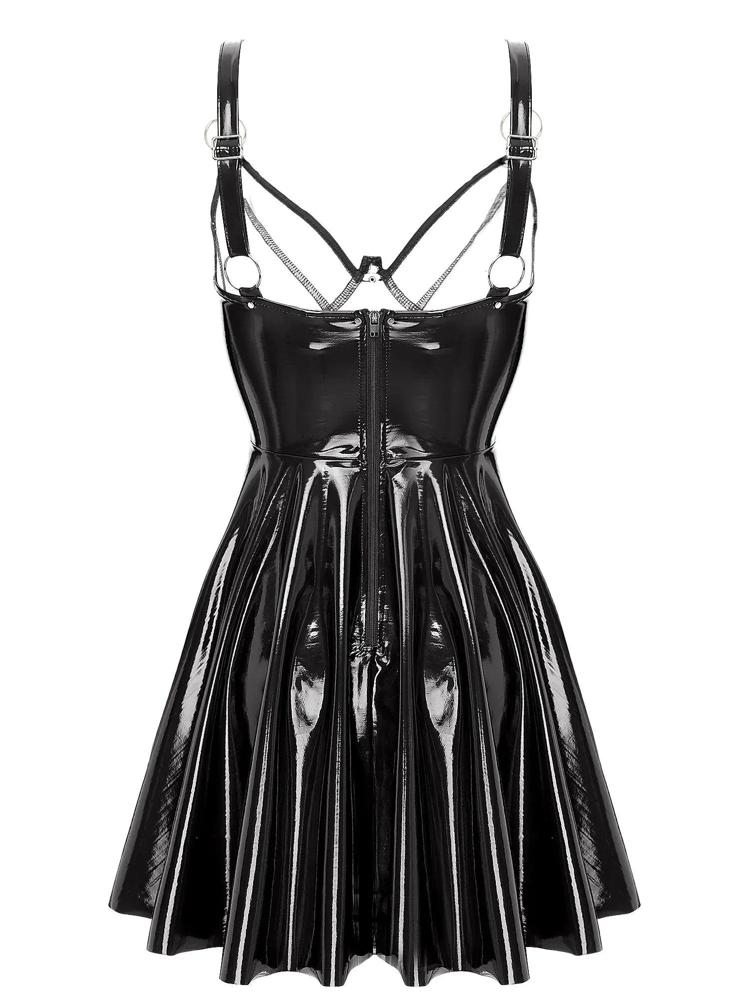 Glossy Leather Latex Dress-KN272