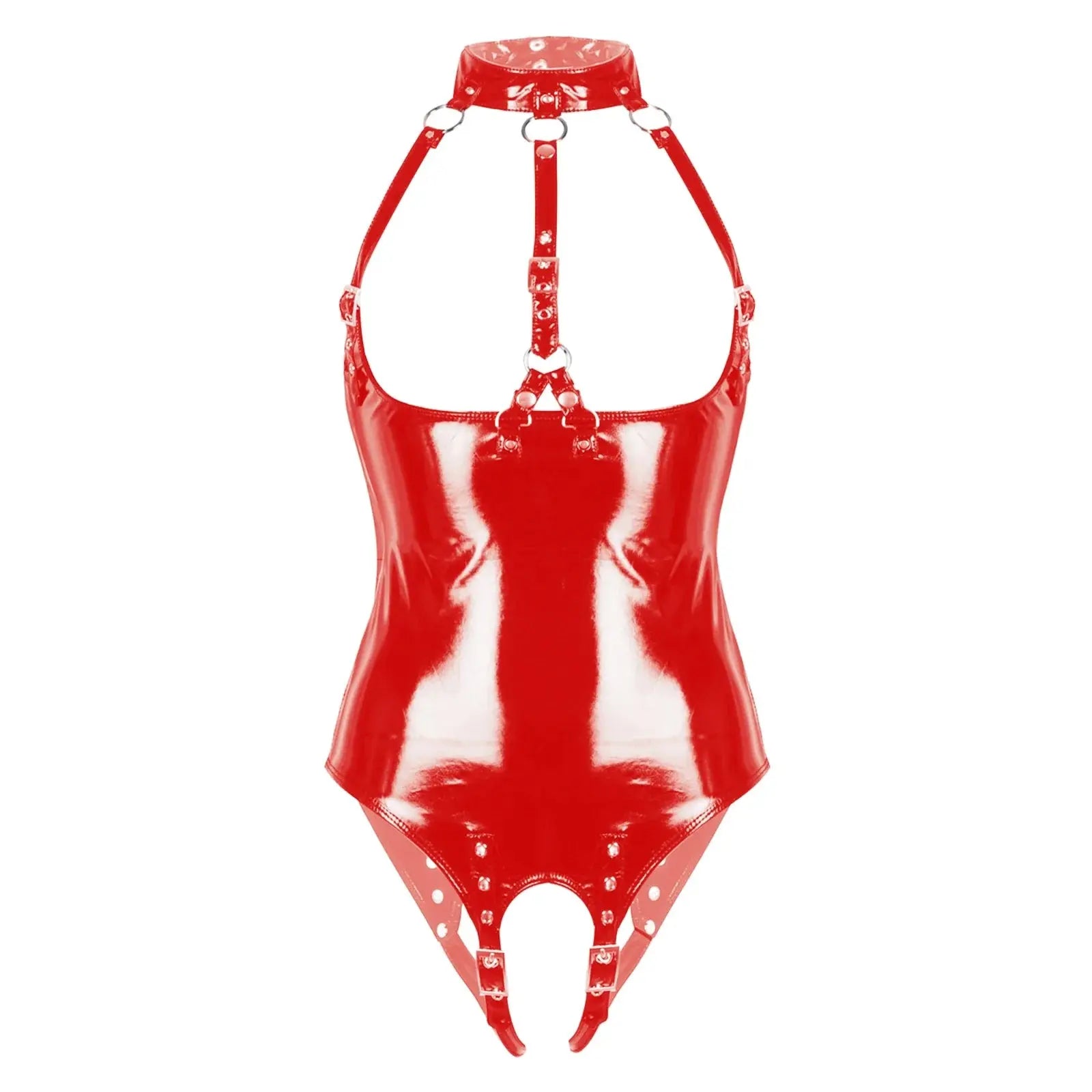 Trouble Lover Crotchless Latex Teddies-KN258