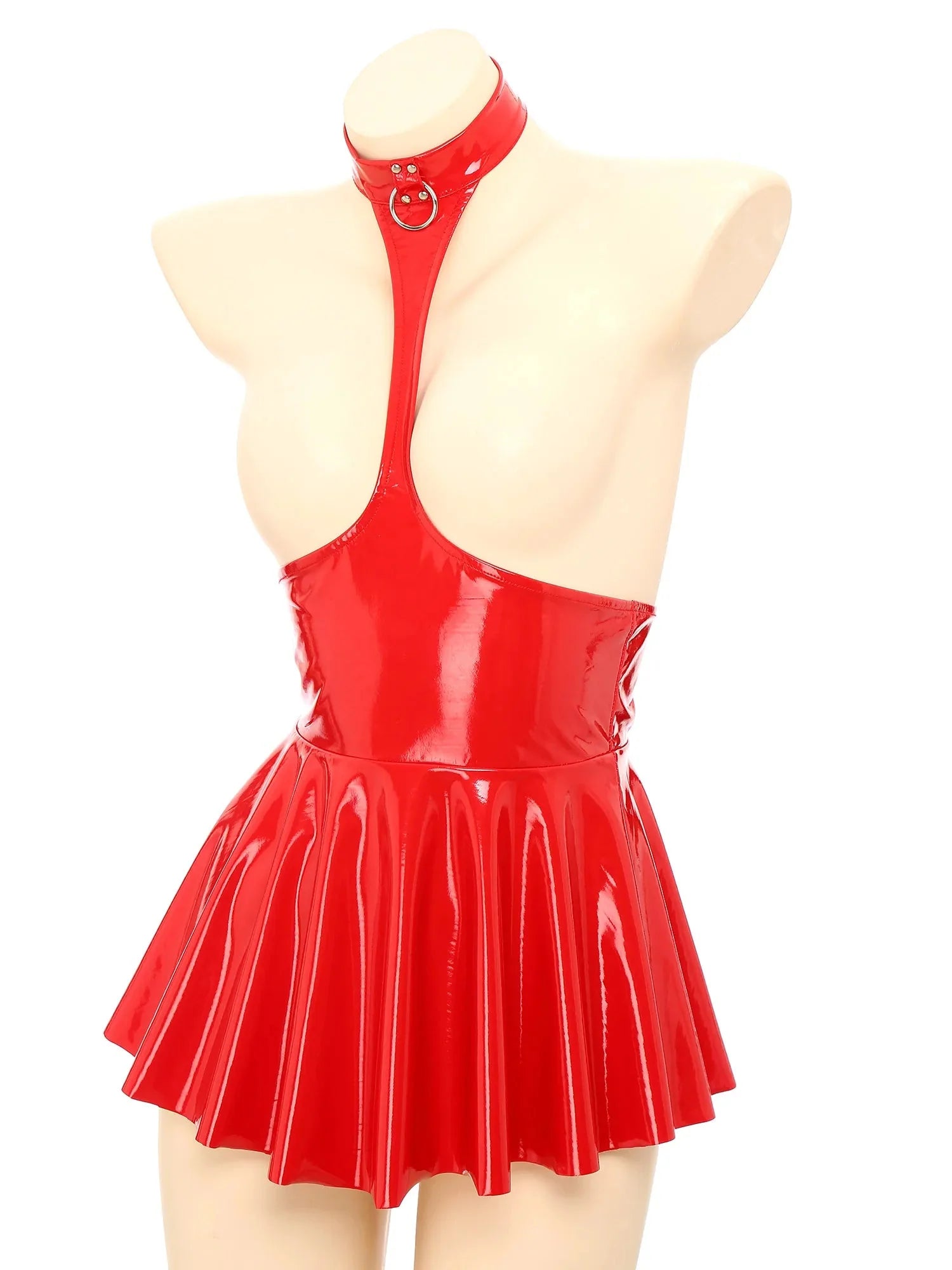 Open Chest Latex Dress-KN267