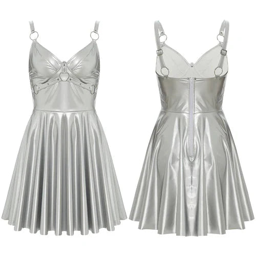 Glossy Leather Latex Dress-KN272
