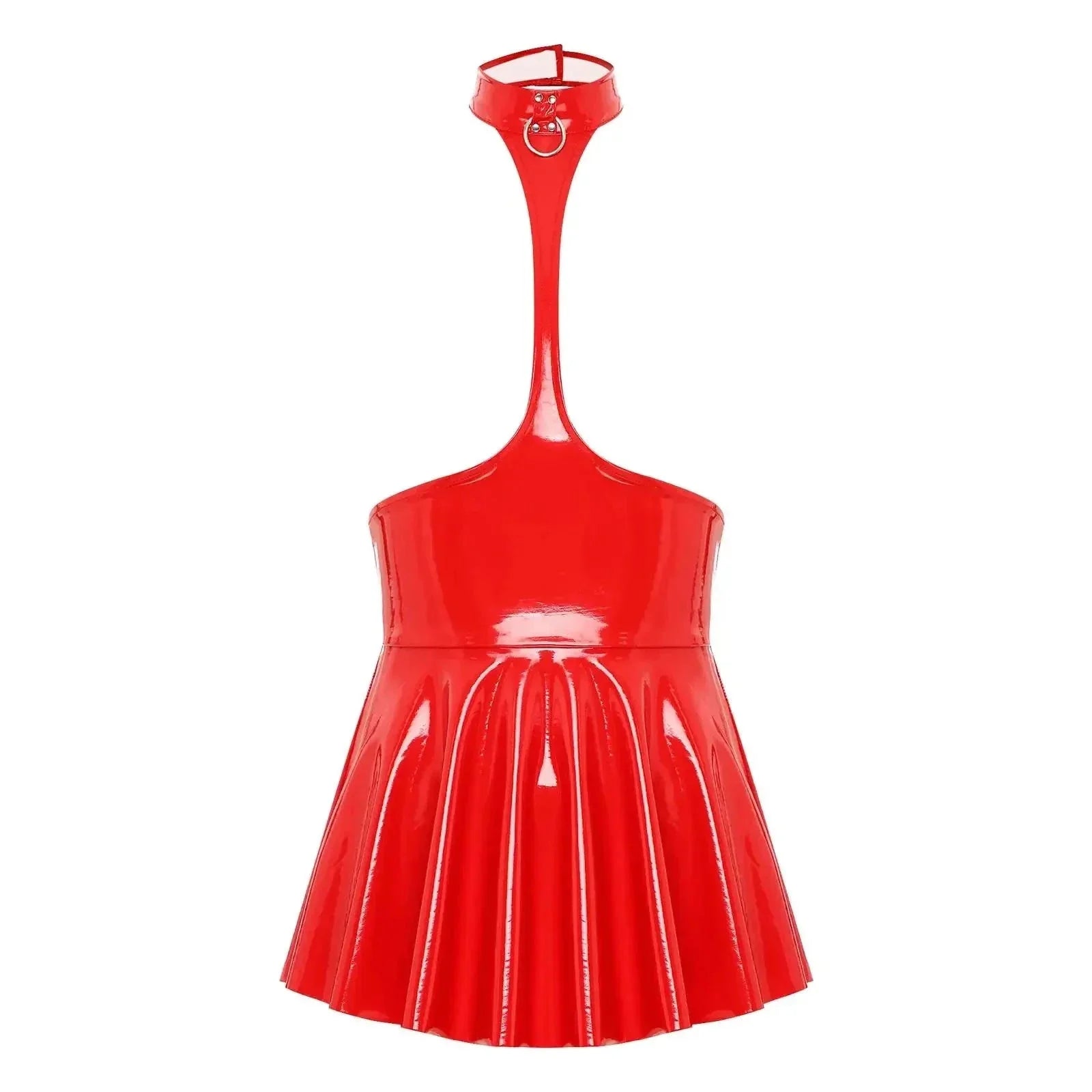 Open Chest Latex Dress-KN267