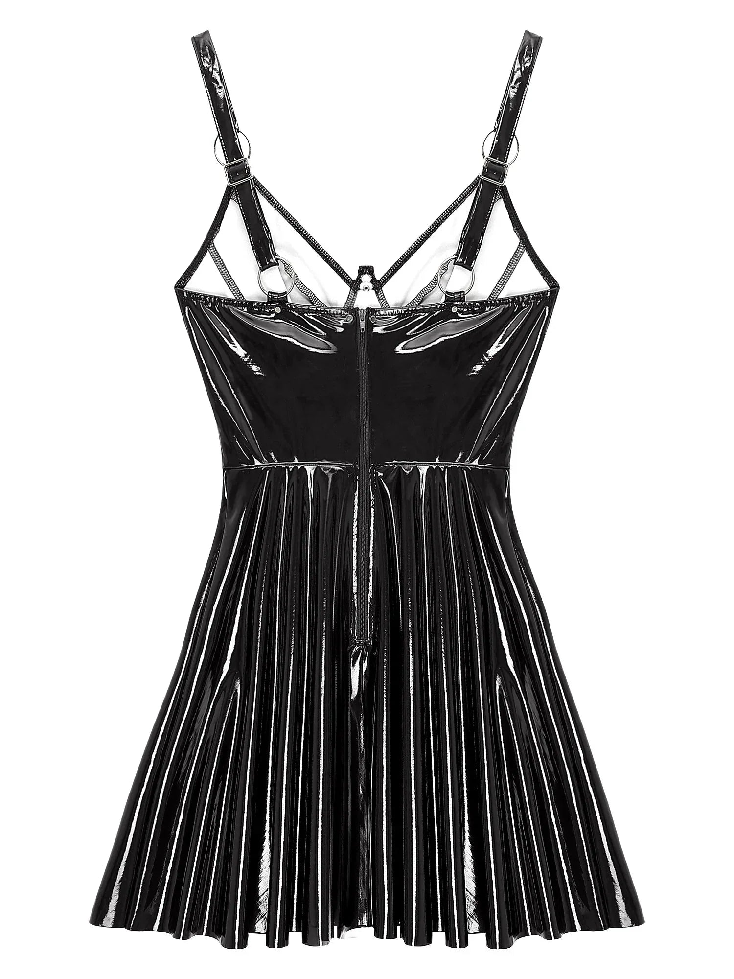 Glossy Leather Latex Dress-KN272
