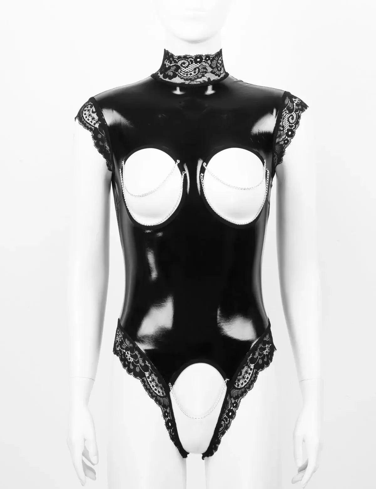 More Tequila Latex Crotchless Teddies-KN259