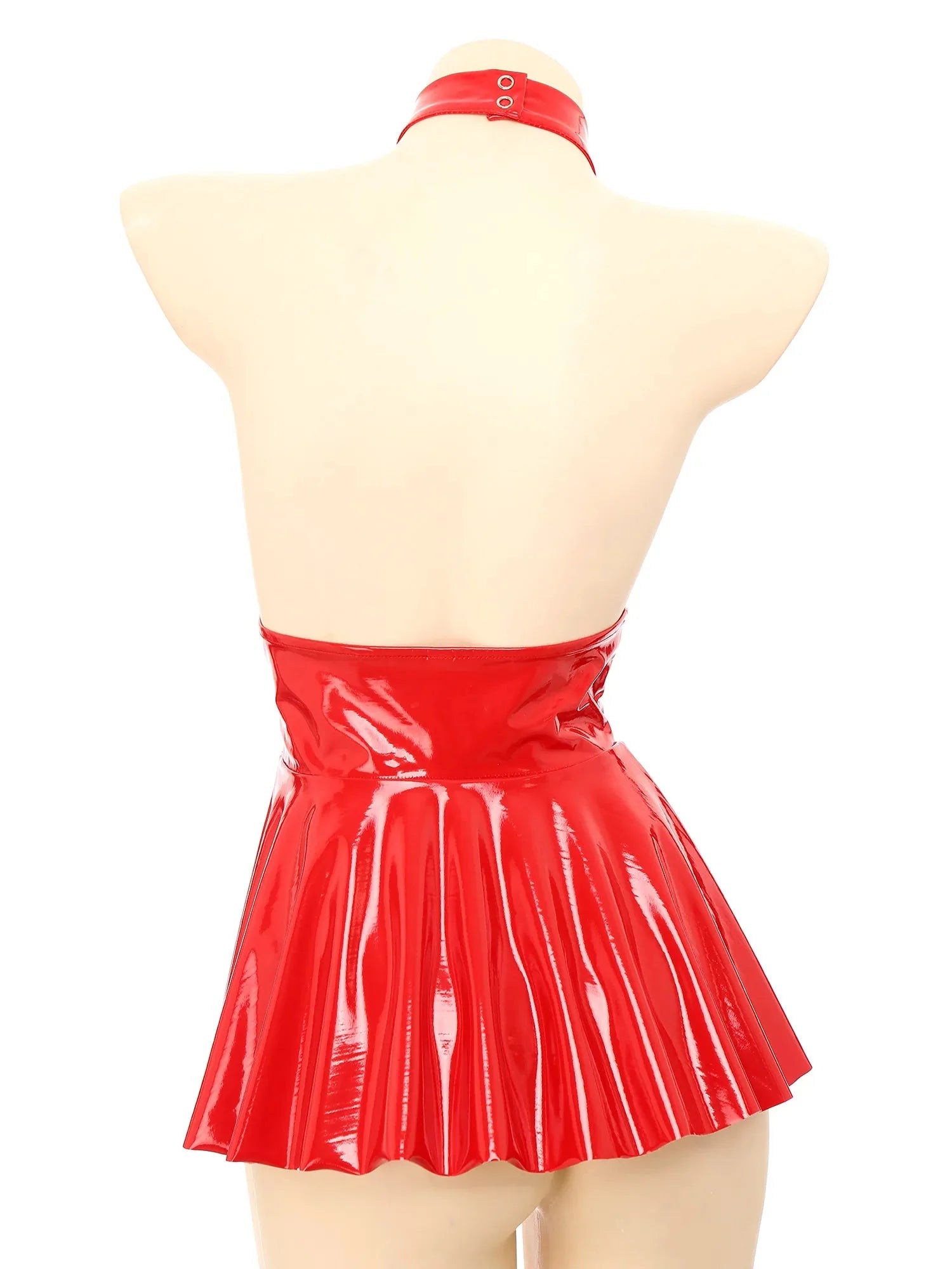 Open Chest Latex Dress-KN267