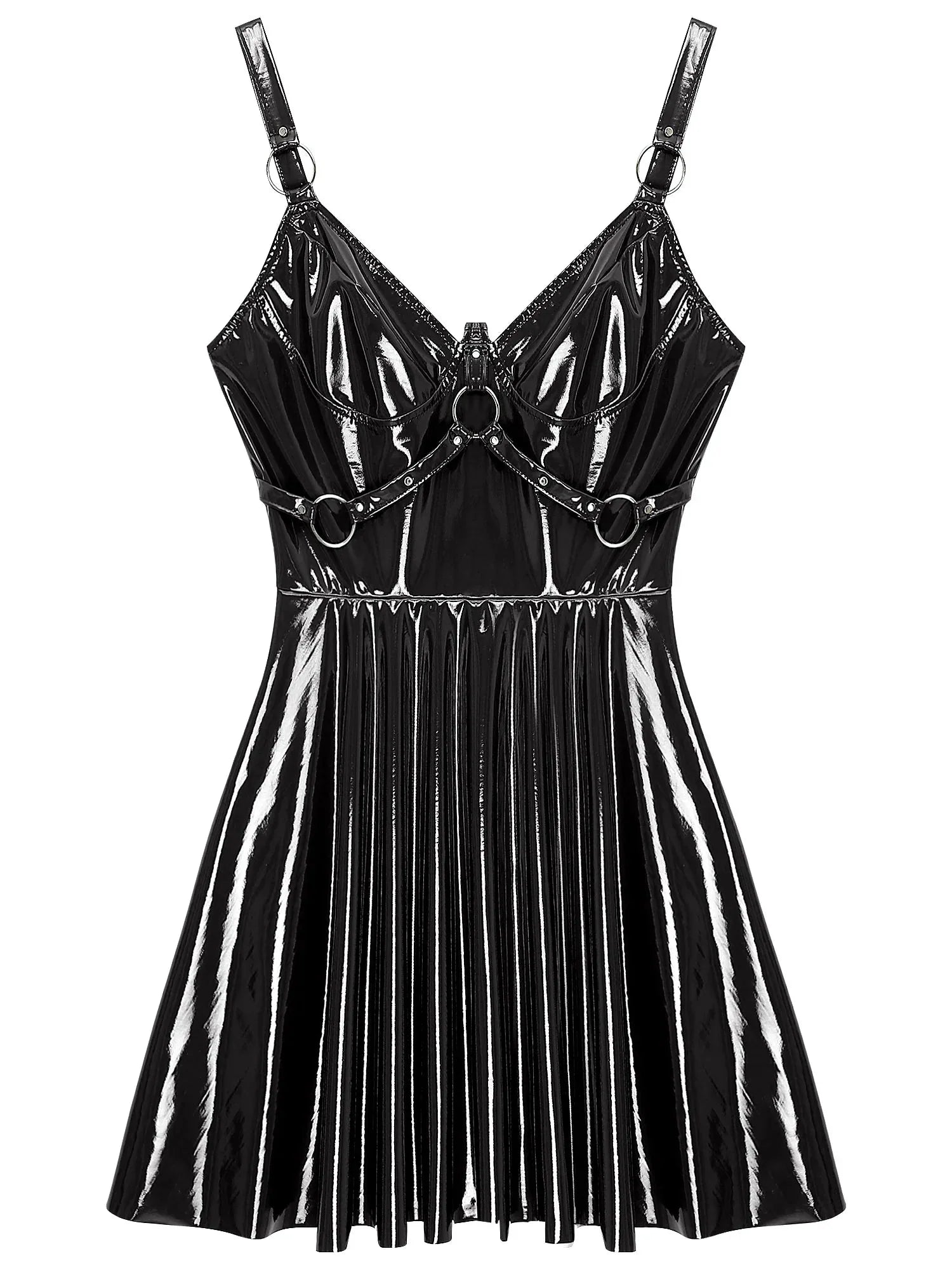 Glossy Leather Latex Dress-KN272