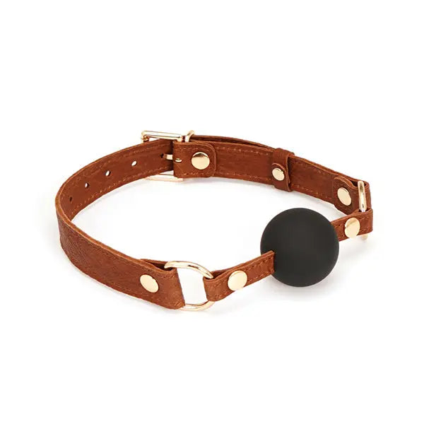 Kana™Brown Leather Ball Gag-KN188