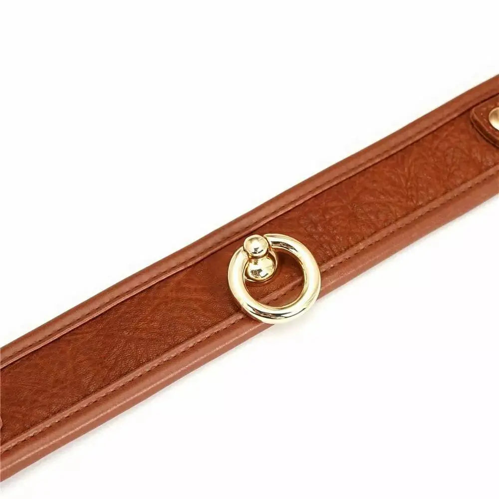 Kana™ Brown Leather Collar & Leash-KN192